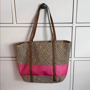 Tan and Pink Coach Purse